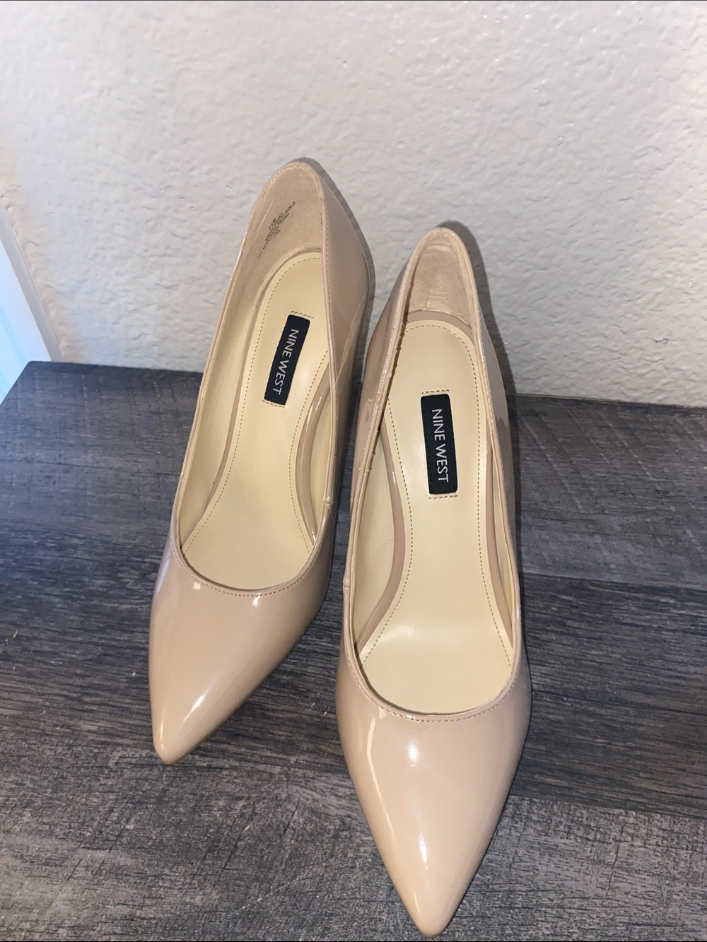 Nine West Tatiana Patent Pointed Toe Pumps in Nude